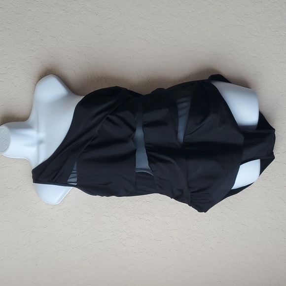 Single strap sexy one piece swimsuit with sheer panels 3X (fits 1X) - Picture 1 of 8